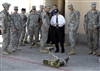 Defense Secretary Robert M. Gates learns how to operate an unmanned ground vehicle during a tour of the future combat systems facility on Fort Bliss in El Paso, Texas, May 1, 2008.   