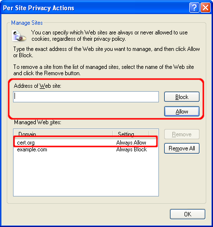 IE Per Site Privacy