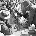 Santa Anita reception center, Registering Japanese-Americans as they arrive.