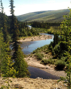Photo of The Kilolitna River where it enters the refuge, epitomizes the fundamental qualities of wilderness. The refuge's adopted management strategy will promote conservation of the wild and natural, unaltered character of the refuge. Photo Credit:  USFWS