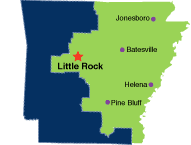 Map of Arkansas, Eastern District Highlighted