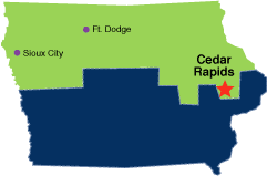 Map of Iowa, Northern District Highlighted