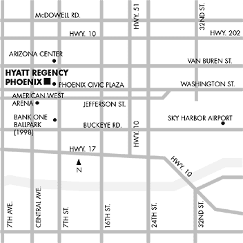 Map of streets by the Hyatt Regency Downtown