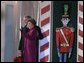 President George W. Bush and Mrs. Laura Bush arrive at the Pageant of Peace to light the National Christmas Tree at the Ellipse in Washington DC on Thursday December 4, 2003. White House photo by Paul Morse.