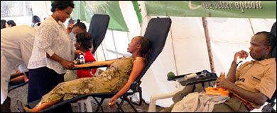 Photo: People donating blood