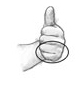 Drawing of a closed fist with the thumb up with a circle drawing around half of the fist to show what a serving size of 1/2 cup looks like.