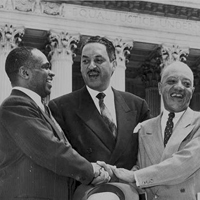 George E.C. Hayes, Thurgood Marshall, and James Nabrit, Congratulating Each Other, Following Supreme Court Decision Declaring Segregation Unconstitutional.