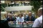 Laura Bush, New York Mayor Michael Bloomberg, left, and Governor George Pataki meet with employees at Citigroup headquarters in New York, N.Y., Monday, Aug. 2, 2004. The Citigroup building is one of five locations identified as a possible terrorist target. White House photo by Joyce Naltchayan.