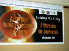 Poster promotes journalist workshops held in India (Photo courtesy D. Rutz)