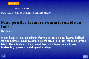 Slide: Nine poultry farmer commit suicide in India.