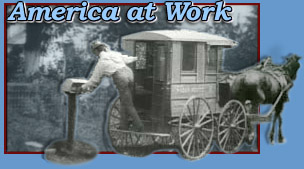 Postal worker on horse drawn vehicle