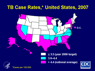 Slide 4: TB Case Rates, 2007. Click here for larger image