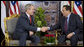 President George W. Bush shakes hands with Egyptian President Hosni Mubarak at their meeting Saturday, May 17, 2008, in Sharm el Sheikh, Egypt. White House photo by Joyce N. Boghosian