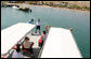 Mrs. Laura Bush is seen as she prepares to leave on the Challenger Boat Tour Saturday, May 17, 2008, off the coast of Sharm El Sheikh, Egypt. White House photo by Shealah Craighead