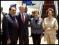 President George W. Bush and Laura Bush are welcomed by Egyptian President Hosni Mubarak and his wife, Susan Mubarak, upon their arrival Saturday, May 17, 2008, to Sharm el Sheikh International Airport in Sharm el Sheikh, Egypt. White House photo by Joyce N. Boghosian