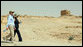 Mrs. Laura Bush and Mrs. Aliza Olmert walk a path at Masada National Park Thursday, May 15, 2008, during a tour of the historic site with their spouses. White House photo by Shealah Craighead