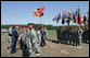 President George W. Bush presents medals to members of the 82nd Airborne Division, Thursday, May 22, 2008, during ceremonies at the 82nd Airborne Division Review in Fort Bragg, N.C. White House photo by Chris Greenberg