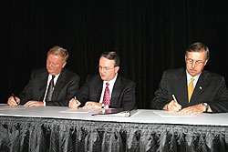 David Young, President of the Bituminous Coal Operators Association (left); Jack Gerard, President and CEO of the National Mining Association; and Dave D. Lauriski, MSHA Assistant Secretary;