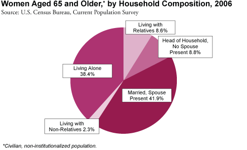 Women Aged 65 and Older, by Household Composition, 2006
