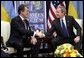 President George W. Bush hosts a bilateral meeting with Ukraine President Viktor Yushchenko in Brussels, Belgium, Tuesday, Feb. 22, 2005. White House photo by Eric Draper