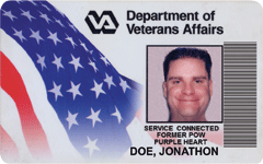 Muestra de la parte delantera de la tarjeta de identificación de veteranos (VIC)