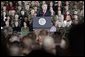 President George W. Bush delivers remarks to U.S. Troops at Wiesbaden Army Air Field in Wiesbaden, Germany, Wednesday, Feb. 23, 2005. White House photo by Paul Morse