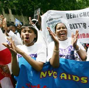 Women march for AIDS relief