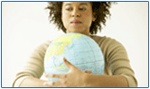 woman holding globe