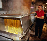 Man working at a dye tank