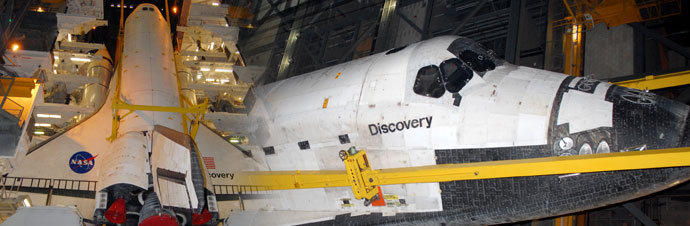 Discovery in the Vehicle Assembly Building