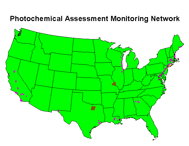  Map of Photochemical Assessment Monitoring Stations
(PAMS)