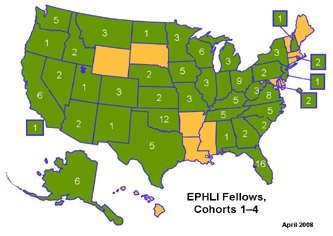 US Map showing EPHLI participants by state