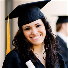 female student in graduation gown