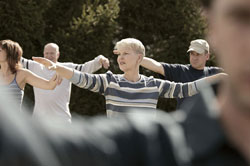  Photo: A group of people exercising