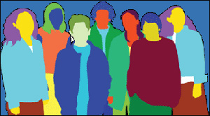 Outline image: A group of teenagers
