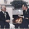 President Bush meets with King Hussein of Jordan in the Oval Office, 3/12/1992 (ARC ID 186446)