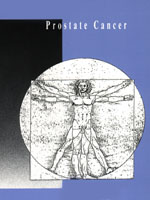 Confernce artwork, da Vinci's Vitruvian man with the title "Prostate Cancer"