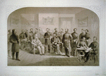 The room in the McLean House at Appomattox C. H., in which Gen. Lee surrendered  to Gen. Grant. (Gen's. Lee and Grant, seated, and surrounded by officers)