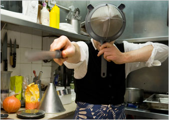 <strong>HE CUTS HIS WAY</strong> François Simon, a food critic in Paris, protects his identity.