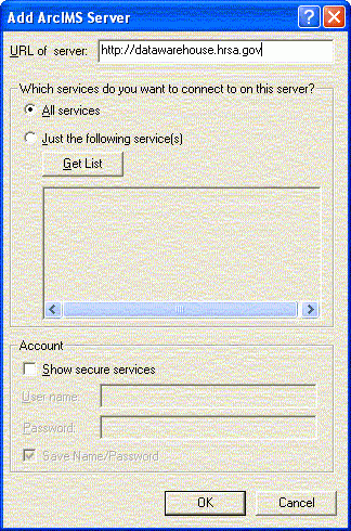 Screen shot of the ArcCatalog Add Data dialog