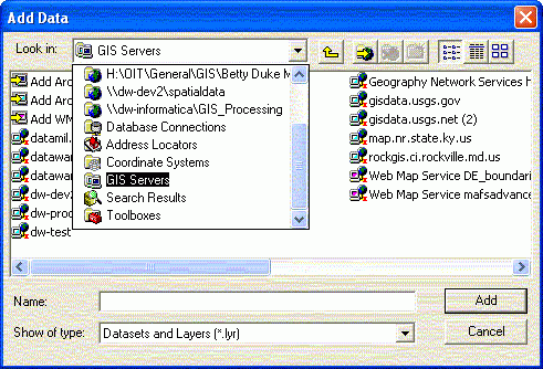 The ArcCatalog Add Data dialog box