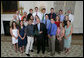 President George W. Bush stands with members of the Dartmouth College Men and Women's Ski 2007 Championship Team Monday, June 18, 2007 at the White House, during a photo opportunity with the 2006 and 2007 NCAA Sports Champions. White House photo by Eric Draper