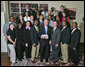 President George W. Bush stands with members of the Florida State University Outdoor Track & Field 2007 Championship Team Monday, June 18, 2007 at the White House, during a photo opportunity with the 2006 and 2007 NCAA Sports Champions. White House photo by Joyce N. Boghosian