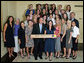 President George W. Bush stands with members of the University of California, Berkeley Women's Crew 2006 Championship Monday, June 18, 2007 at the White House, during a photo opportunity with the 2006 and 2007 NCAA Sports Champions. White House photo by Joyce N. Boghosian