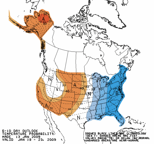 latest 6 to 10 Day Temperature Outlook