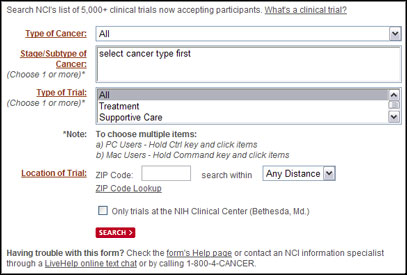 Screenshot of basic search form