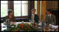 Mrs. Laura Bush listens to Fulbright Scholars during a roundtable Wednesday, June 6, 2007, at the Schwerin Castle in Schwerin, Germany. White House photo by Shealah Craighead