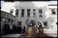 President George W. Bush and President Hamid Karzai of Afghanistan hold a press availability Wednesday, March 1, 2006, in Kabul during a stop en route to India. President Bush told President Karzai that he hoped "the people of Afghanistan understand that as democracy takes hold, you're inspiring others. And that inspiration will cause others to demand their freedom." White House photo by Eric Draper