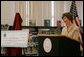 Mrs. Laura Bush announces a Striving Readers grant to Newark Public Schools, during her visit to the Avon Avenue Elementary School, Thursday, March 16, 2006 in Newark, N.J. The Striving Readers grant will be used to support programs to improve students reading skills and become proficient at grade level. White House photo by Shealah Craighead