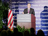 Photo of TSA's Administrator Kip Hawley delivering a speech to the U.S. Chamber of Commerce
